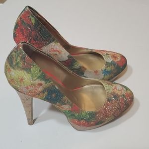 Guess G Winna Floral Glitter sparkle Pumps 7M